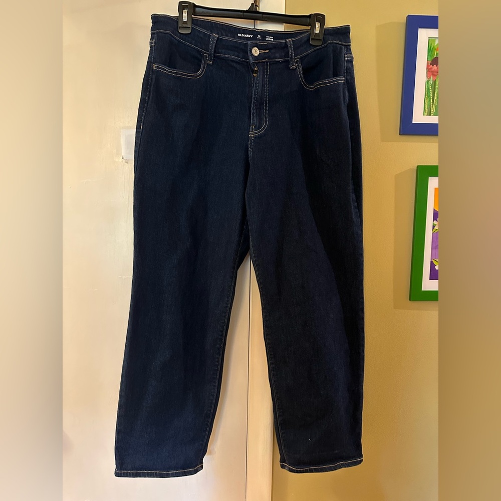 Old Navy Women’s High Rise Loose Stretch Jeans Deep Blue